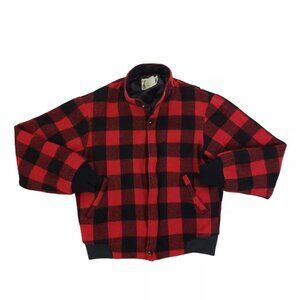 Labonville Woolrich Wool Mackinaw Plaid Bomber Jacket Mens Medium Buffalo Plaid